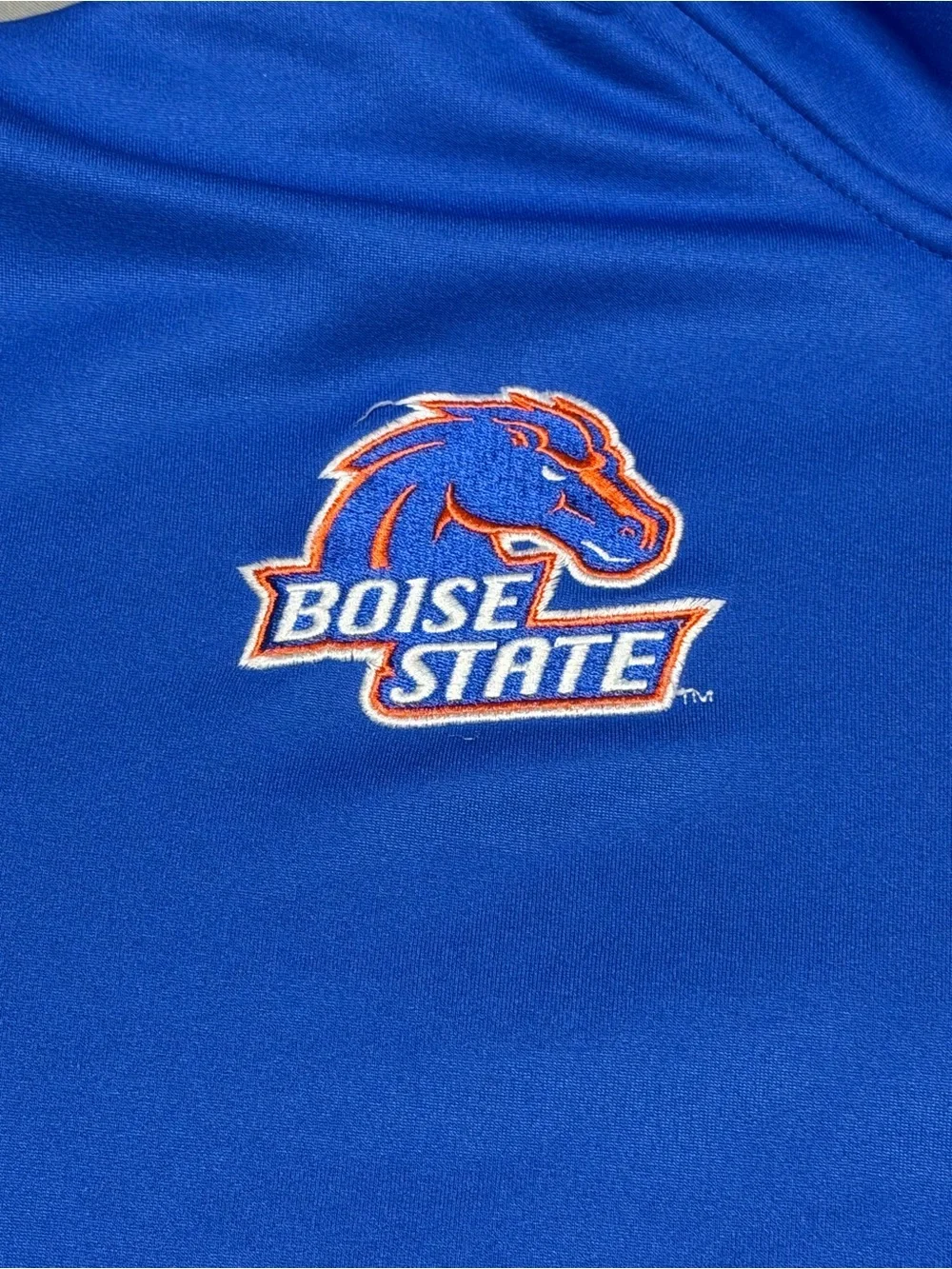 Team Nike Boise State Broncos Pullover Mens Large Blue NCAA 1/4 Zip Shirt